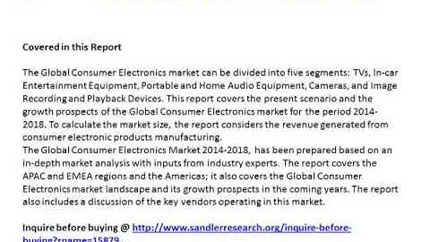 2018 Consumer electronics Industry Present Scenario and the Growth Prospects