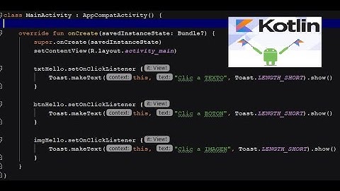 Como dar clic a TextView, Button e ImageView Android y Kotlin