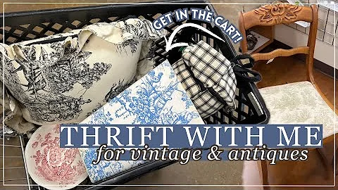 SO MUCH TOILE! 😍 Thrift With Me for Vintage & Antiques! Home Decor Thrifting / Goodwill Thrift Haul