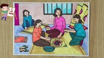 Cách vẽ bố cục trong tranh sinh hoạt | Vẻ đẹp người lao động trong sáng tạo mĩ thuật P4