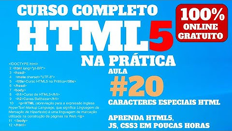 CARACTERES ESPECIAIS NO HTML   CURSO DE HTML5