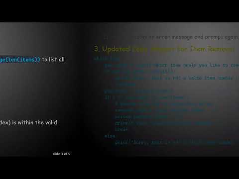 Fixing Item Removal with pop() in a Python Shopping Cart