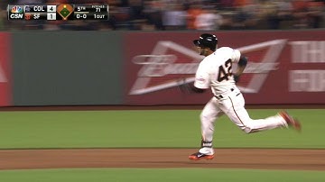 COL@SF: Blanco triples deep to the outfield