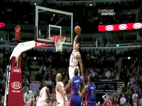 Dunk Of The Night 01 10 2011 Derrick Rose S Monster Alley Oop Slam Vs Pistons 