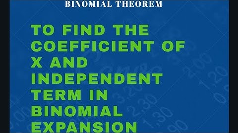 To find  the coefficient of x l Binomial theorem l Master Cadre Maths