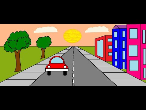 Beautiful Landscape Drawing in MS Paint Computer|| Scenery Drawing||Drawing tutorial step by step