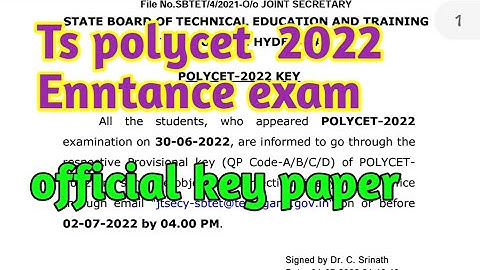 Ts polycet 2022 official key