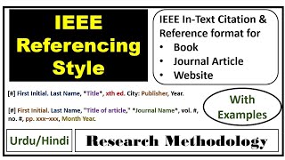 IEEE Referencing Style:: In-Text Citations Format-References Format(Books Research Article Websites)