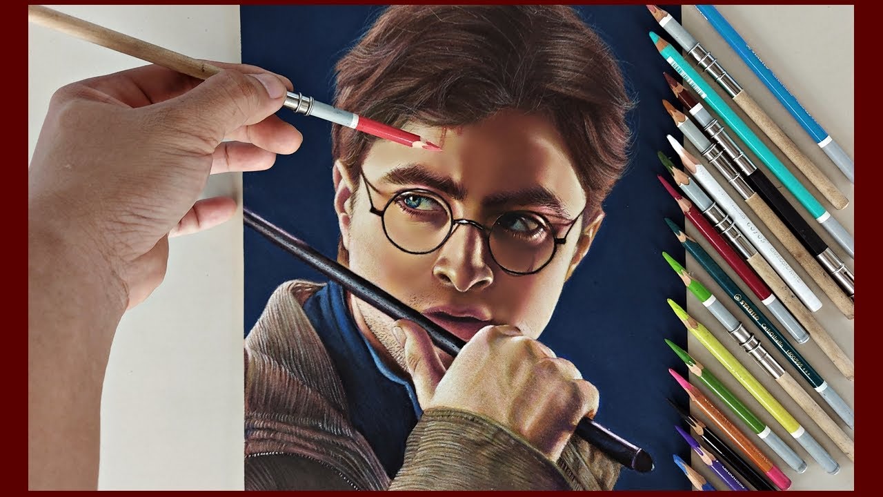 Realistic Portrait Drawing : HARRY POTTER (Pastel Pencils) | BMD