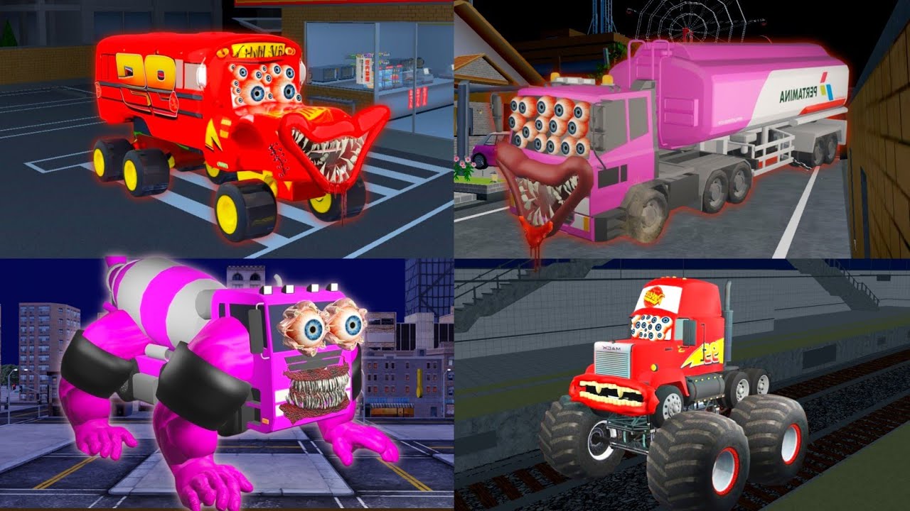 Compilation There's Horror Secret Place Bus McQueen, Pertamina, Mixer,Mack 😱 SAKURA SCHOOL SIMULATOR