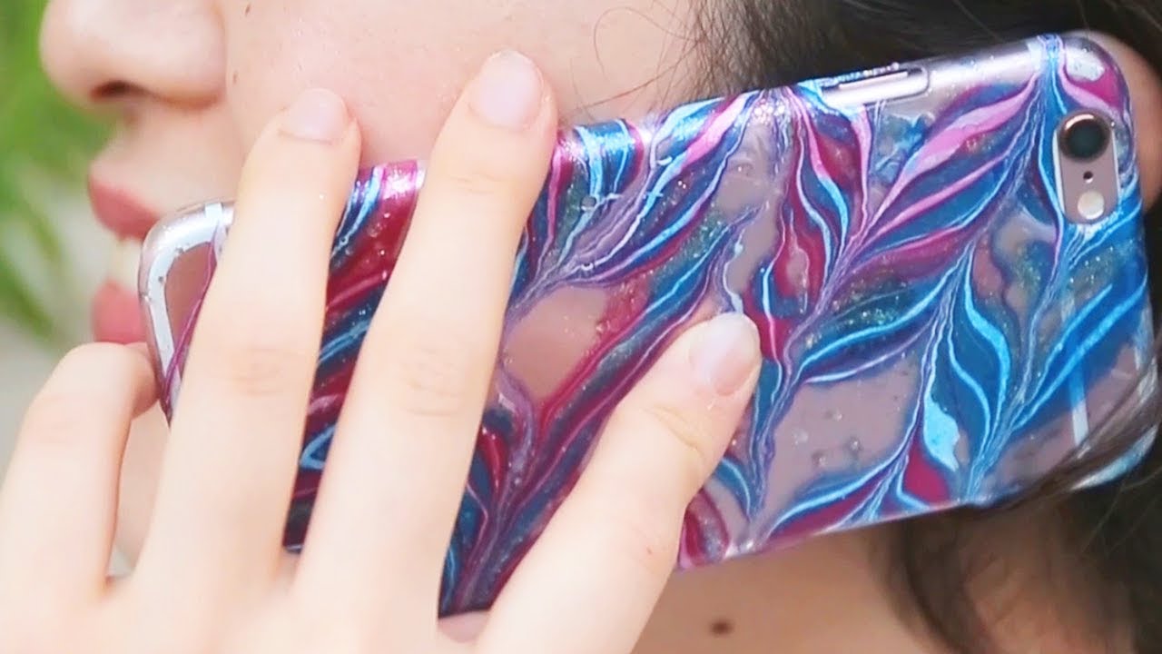 Diy Iphone Case Water Marble Iphone Case With Nail Polishes 手作りスマホケース 余った マニキュアでウォーターマーブル風 Youtube