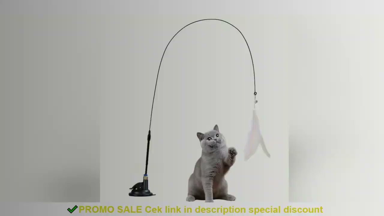 Cat Teaser Toy - Interactive Bell & Feather Wand - Long Suction Cup Pole for Exciting Playtime Adven