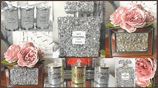 GLITZY GLAM | CHANEL INSPIRED | GLAM HOME DECOR DIY | CRUSHED DIAMONDS & GLITTER GLAM DIY'S