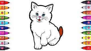 How to Color Cat Coloring Videos For Children, Cute Cat Coloring Pages, Art Colors For Kids