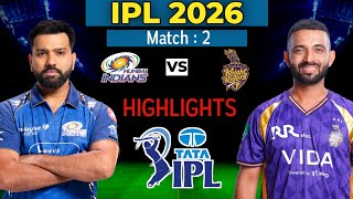 Ipl 2026 Match- 2 Mumbai Vs Kolkata 2Nd Match Playing 11 Kkr Vs Mi Playing 11 Mi Vs Kkr 2026