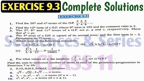 NCERT Class 11 Maths Exercise 9.3 Complete Solution | Sequence and Series | by MK Raza