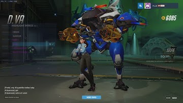Overwatch: Officer D.va skin with golden guns and Selfie intro.
