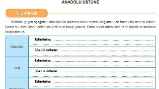 Anadolu Üstüne Dinleme Metni Cevapları