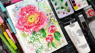 Let&#39;s Paint Fast and Free! Watercolor Mixed Media Peony!