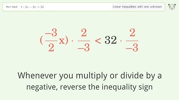 Solving Linear Inequalities: 1:2x-2x is Greater Than 32