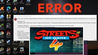 Streets of Rage 4 Error Fix Can not initial write configuration file screenshot 1