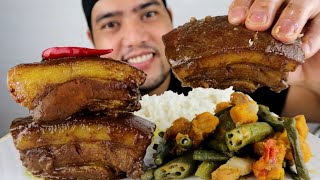 SPICY PORK BELLY ADOBO SA GATA + PINAKBET | PUTOK BATOK FILIPINO FOOD | MUKBANG PHILIPPINES