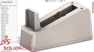 Solidworks Tape Dispenser body [Part4 of 4] | @tapedispenser6330er #extrue #shell #groove
