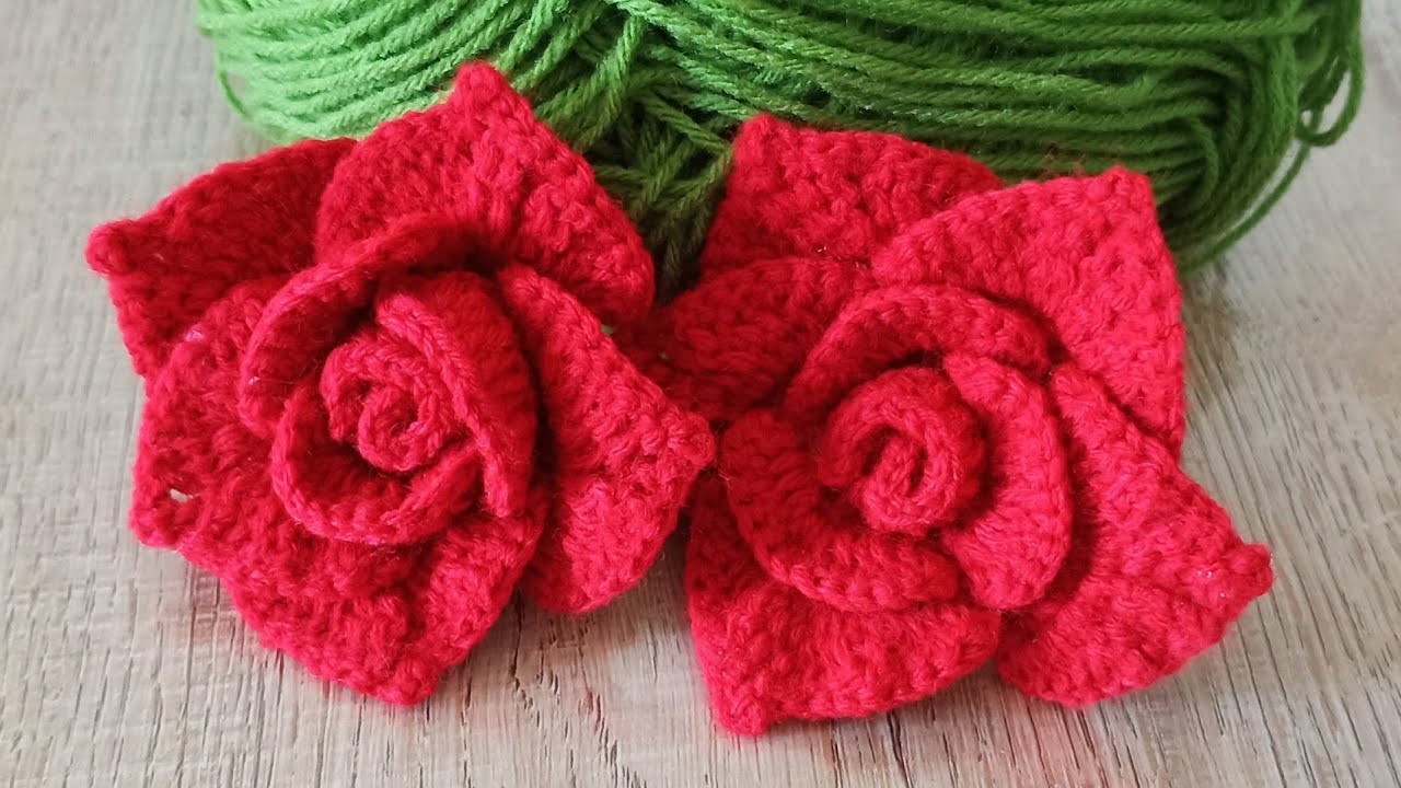 ถักดอกกุหลาบไหมพรม how to crochet rose YouTube