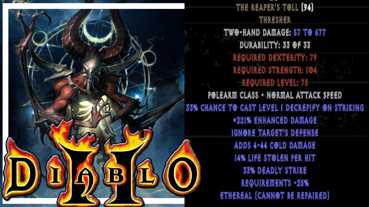 The Reaper's Toll • Diablo 2 Resurrected Unique Item •