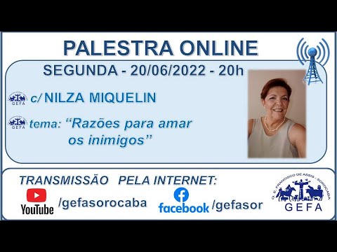Assista: Palestra Online - c/ NILZA MIQUELIN (20/06/2022)