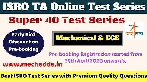 ISRO TA Super 40 Test Series Website Launched| Registration Started