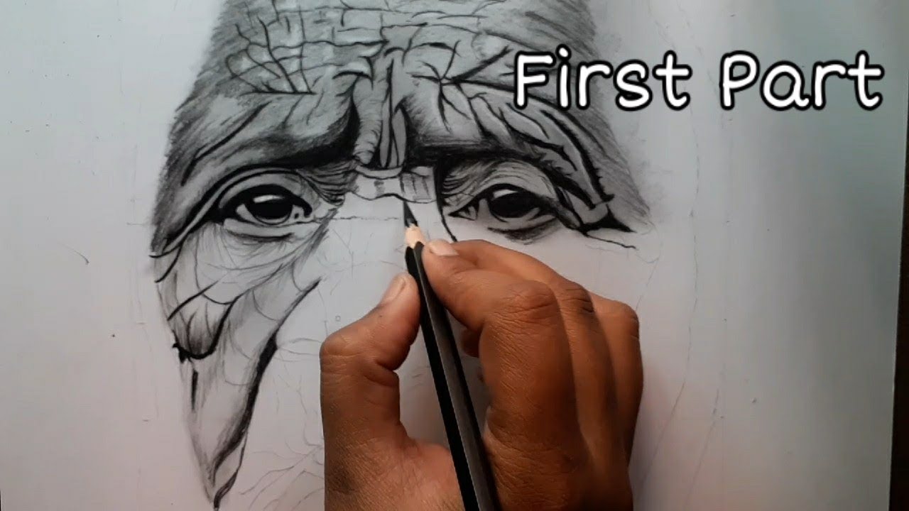 How to draw old lady face with wrinkle||Realistic face drawing