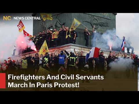 Firefighters, Civil Servants And Students March In Paris Over Budget Cuts | AC1Z