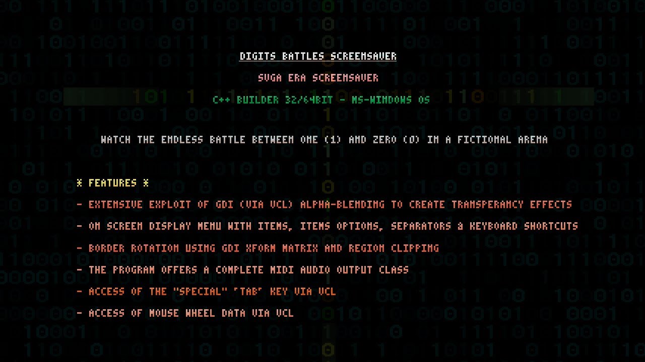 Digits Battles! Screensaver (C++ Builder/VCL/GDI source incl.) - YouTube