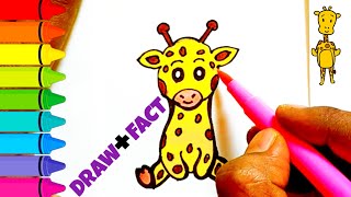 CUTE GIRAFFEeasy Drawing /step by step /#giraffe #facts/FACTS/ ‎‎@Kidsinfodrawing 
