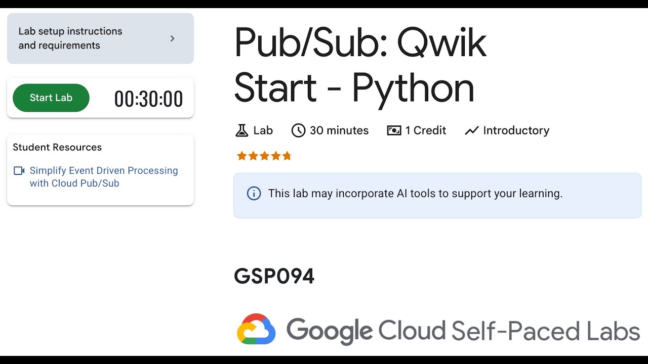 GSP094-Pub/Sub: Qwik Start - Python | Google Cloud Qwiklabs 2025 - YouTube