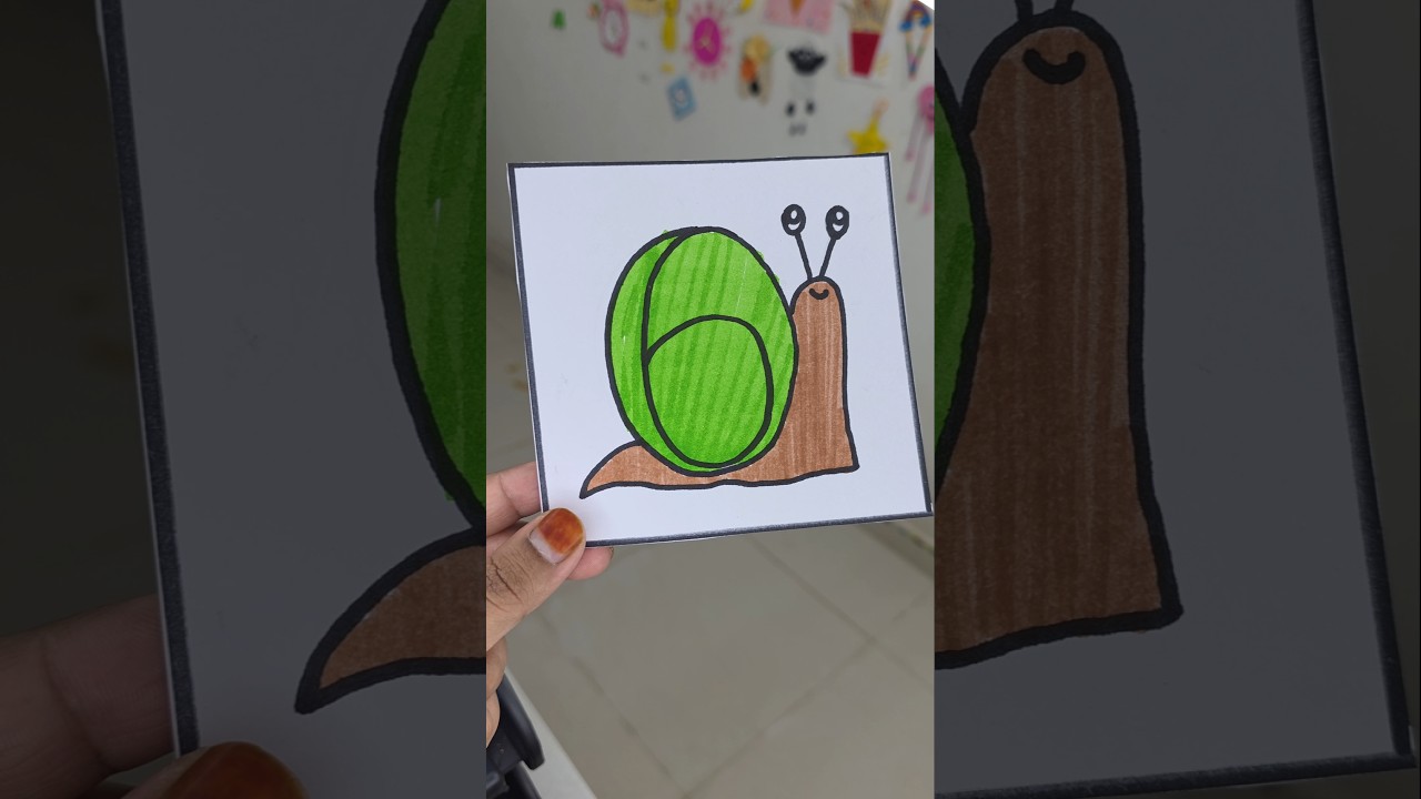 how to make cute snail 🐌 drawing using 6 for kids |easiest drawing of beginners step by stepl
