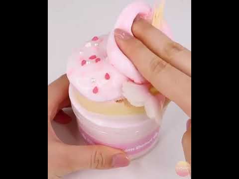 Satisfying cherry blossom donut slime-ASMR/Subscribe my channel for more  #shorts