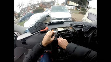How to remove the original stereo radio head unit from a VW Volkswagen Transporter T5 Van