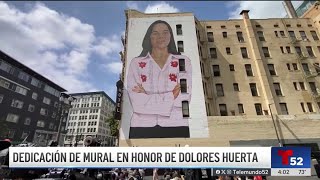 A mural honoring Dolores Huerta was unveiled in downtown Los Angeles.