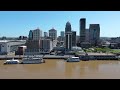Drone captures footage of Ohio River flooding in downtown Louisville