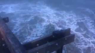 Lynnhaven Pier Being Pounded by Waves at Low Tide