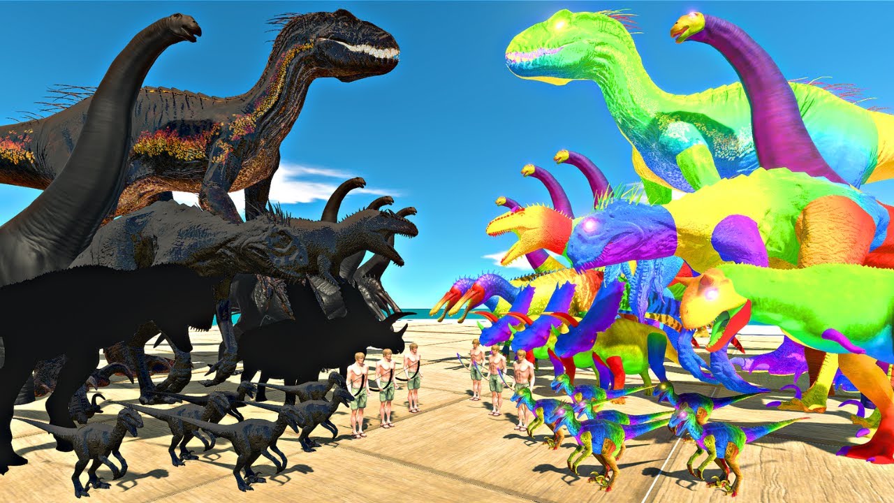Dinosaurs Fights in Archer Arena | Shadow Itself vs Rainbow Itself - Animal Revolt Battle Simulator