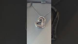 Zales SS 1/2ct Double Tilted Heart Diamond Necklace