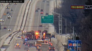 Traffic Alert:  lanes blocked I-64 West near Blankenbaker
