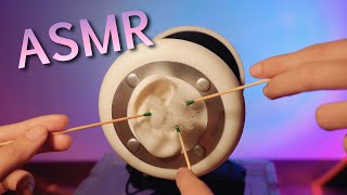 ASMR Ear Cleaning Fluffy Ear Picks 솜털 귀 청소 (No Talking) Crickets Background