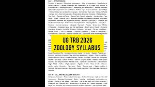 UG TRB ZOOLOGY SYLLABUS 2026🤩/ FOR MATERIALS / MCQ'S MATERIALS/TEST BATCH🤯🥳: 9361459092😎🥳