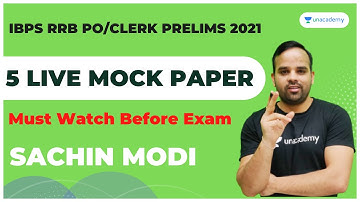 5 Live Mock Paper|IBPS RRB PO/Clerk Prelims 2021|The Bankers|Sachin Modi