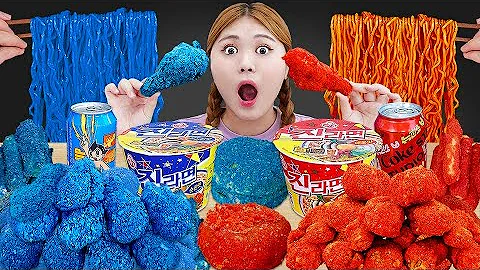 ASMR MUKBANG Homemade Takis Cheetos Chicken Buldak Bokkeum Myeon Cheese Sticks Red Blue Mukbang! ...
