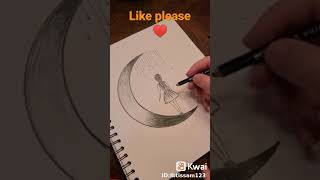 رسم بنت على القمر